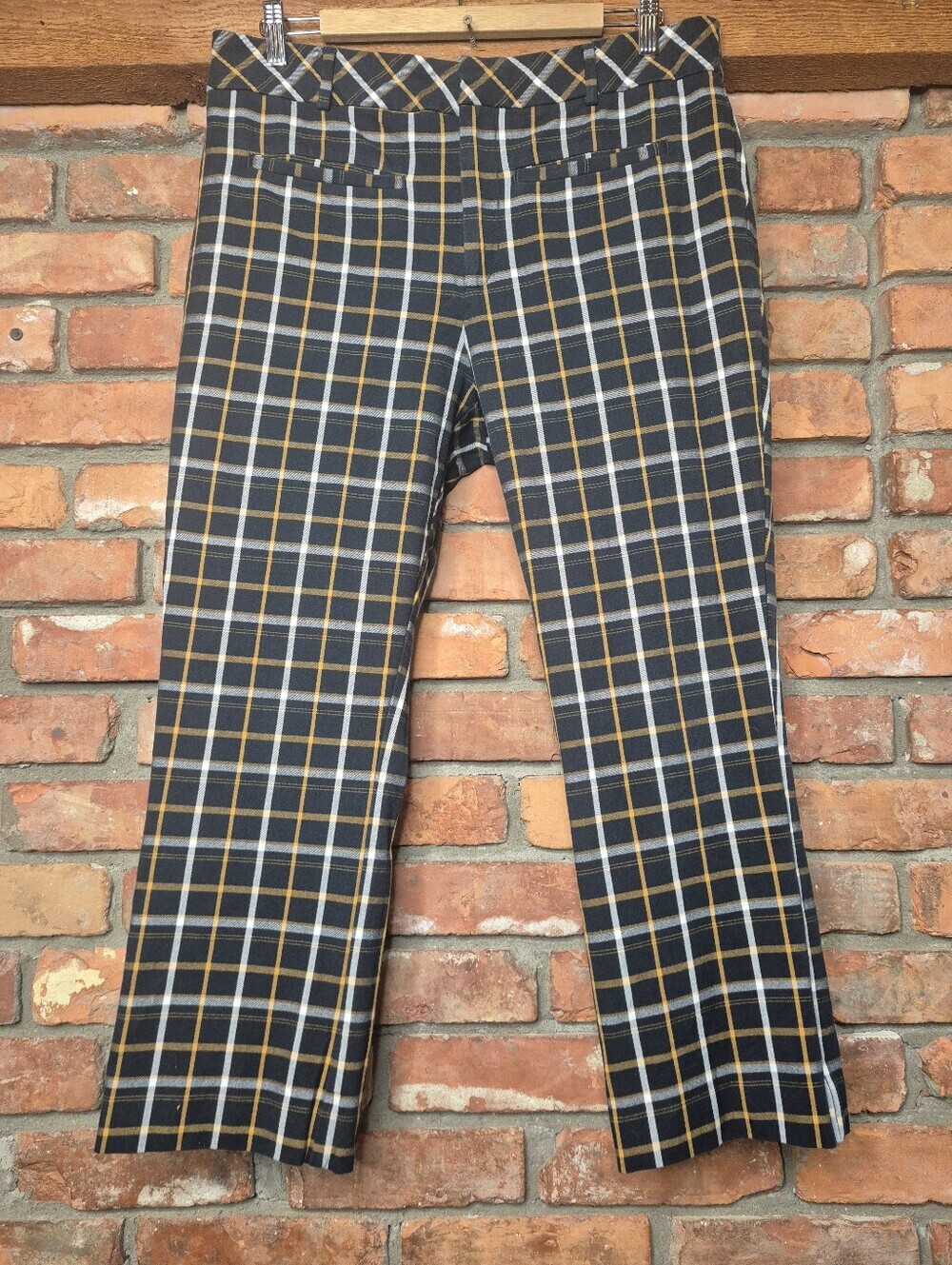 Anthropologie Essential Collection Plaid Trousers Career Pants Stretch Size 14